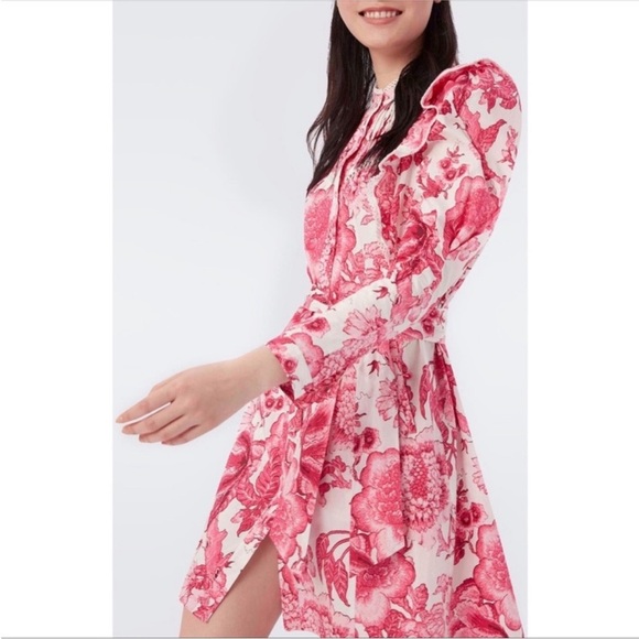 DVF Sandrah ruffled floral-print cotton-poplin mini dress - Picture 4 of 14